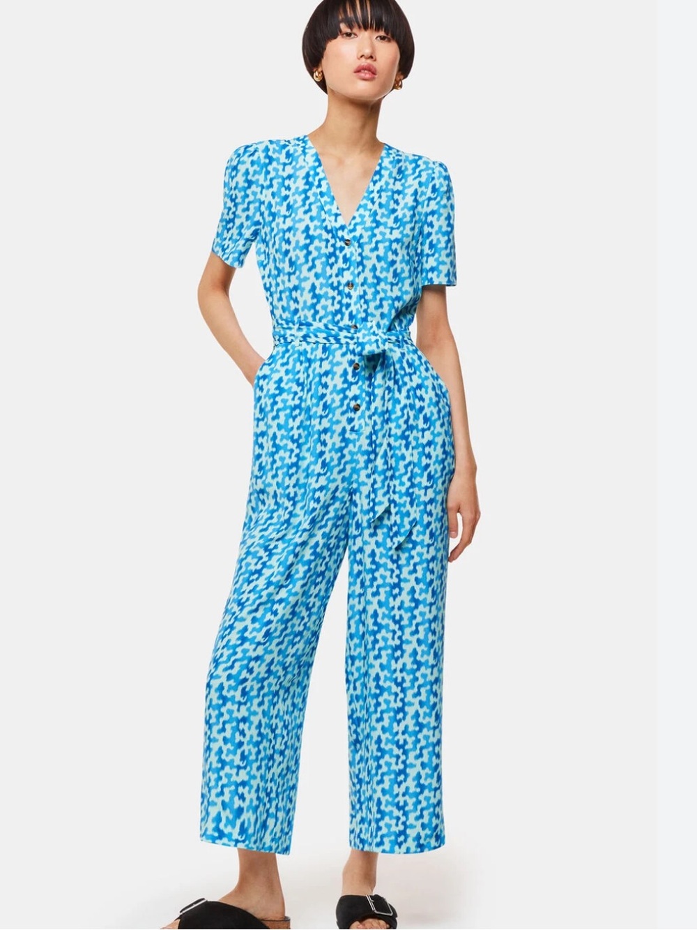 Whistles Blue Hazy Coral Jumpsuit size 8
